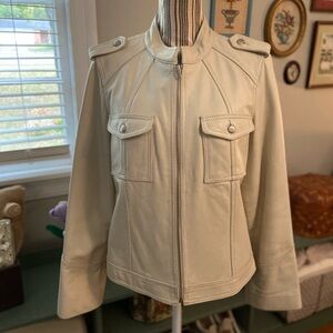 Attention Women's Cream Leather Utility Jacket
